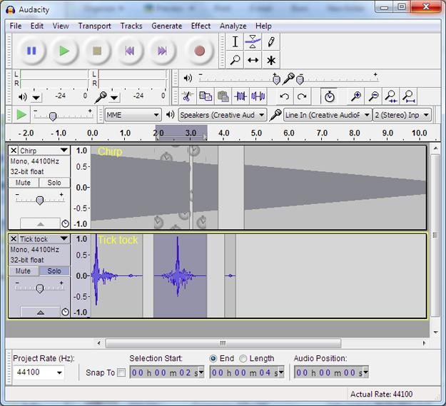 Audacity digital audio workstation screen