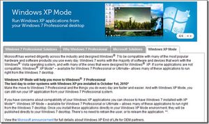 Windows XP Mode information