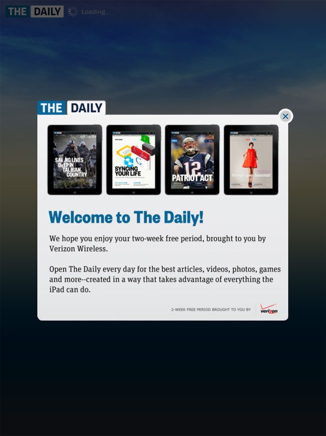 The Daily: welcome screen