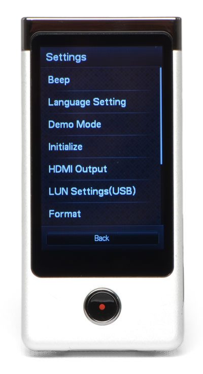 Sony Bloggie touch screen settings