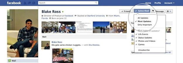 Facebook subscribe button screen shot
