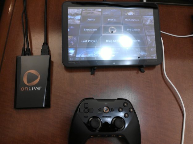 OnLive system and controller running on a Motorola Xoom