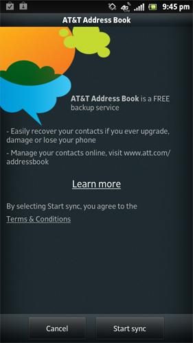 Sony Xperia Ion review screenshot att address book android 2.1 smartphone