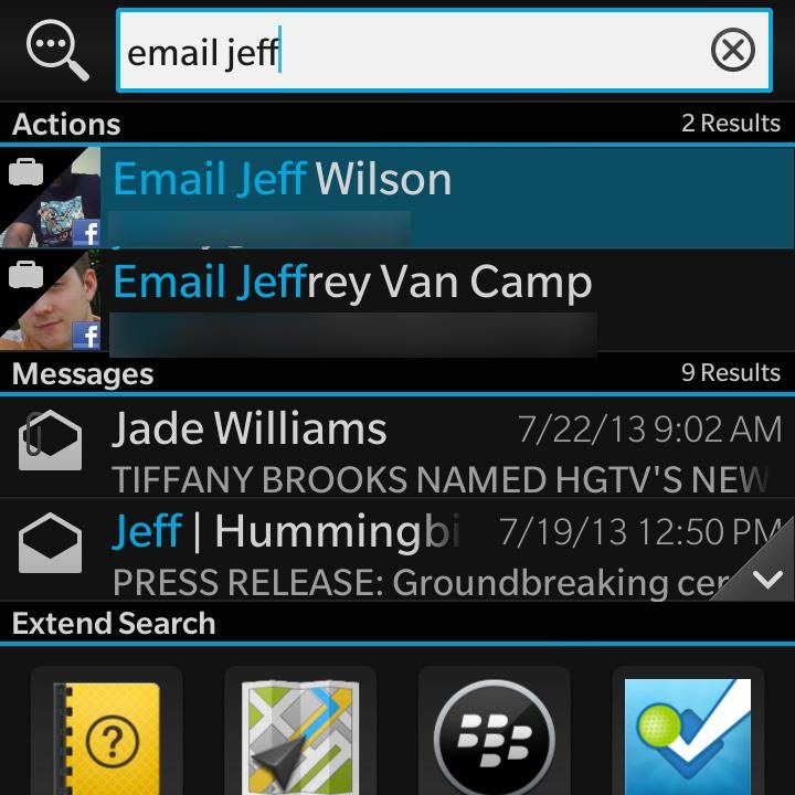 BlackBerry Q10 review screenshot email