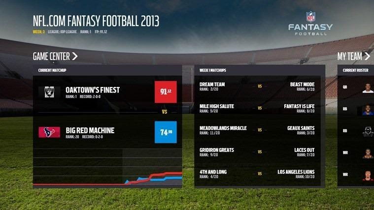 Windows NFL Fantasy Football App