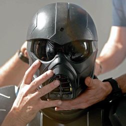 unified weapons master future fighting helmet fitting silver