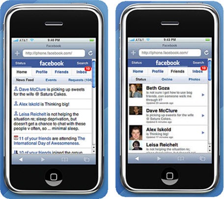 Applications of iPhones for Facebook