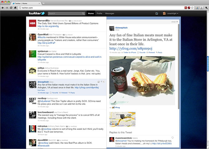 New Twitter Homepage with Picture and Map