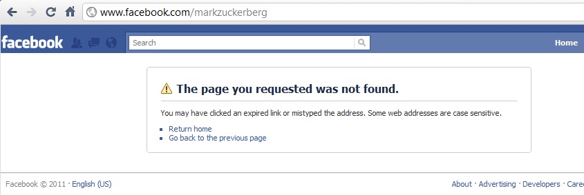 Founder Mark Zuckerberg's Facebook fan page has been hacked and taken down 