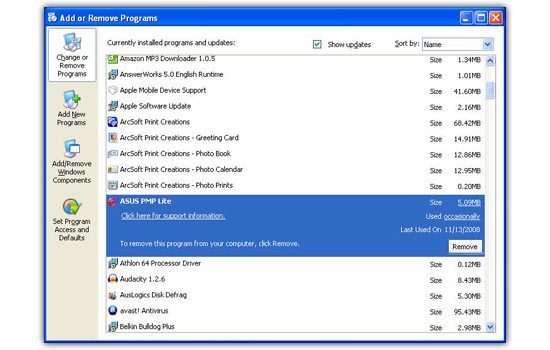 Windows Add or Remove Programs utility