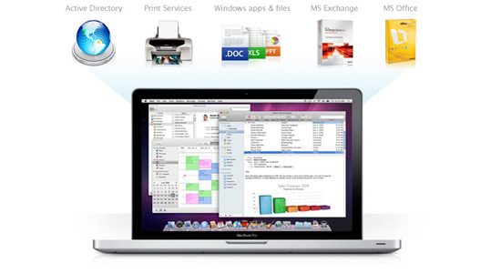 Snow Leopard features out-of-the-box support for Exchange