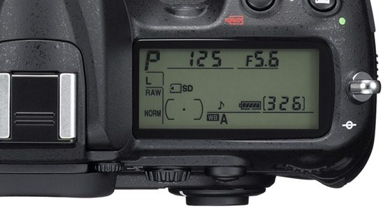 Controls on top of a Nikon DSLR