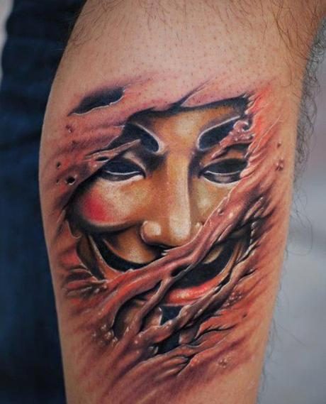 Anonymous Leg Tattoo
