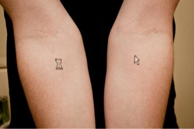 Mouse and Hourglass Tattoos