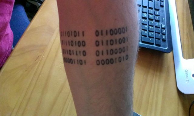 Binary Leg Tattoo