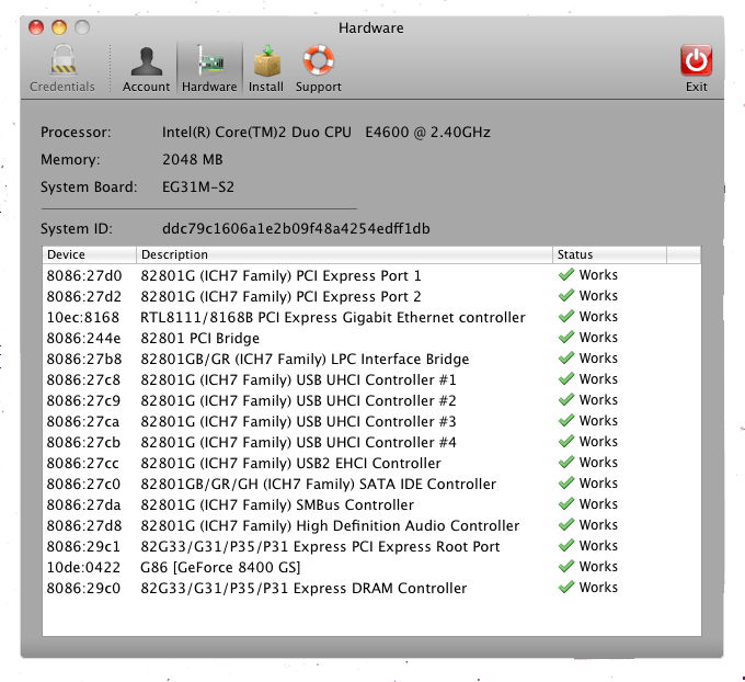 Psystar Rebel EFI screenshot