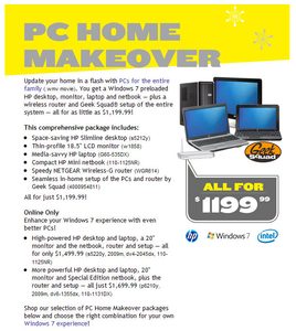 Best Buy's PC Home Makeover includes a notebook, netbook, desktop, LCD monitor, and router for $1200.
