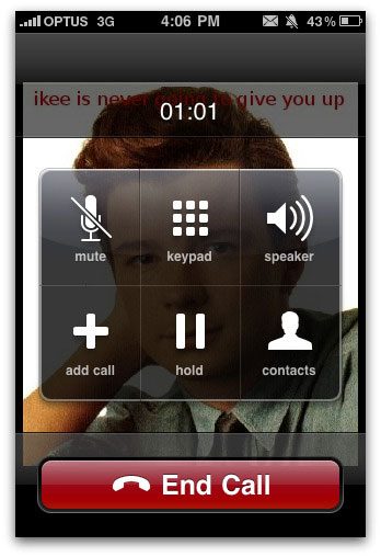 Rick Astley Ikee Worm iPhone Screenshot