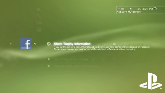 Sony PlayStation 3 Facebook support (trophies)