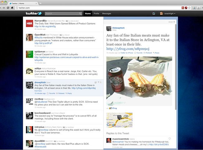 New Twitter Homepage with Picture and Map