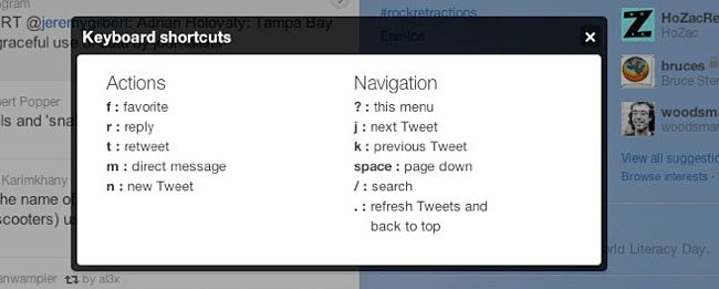 New Twitter Keyboard Shortcuts
