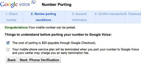 Google Voice number porting