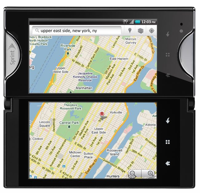kyocera echo dual screen google maps