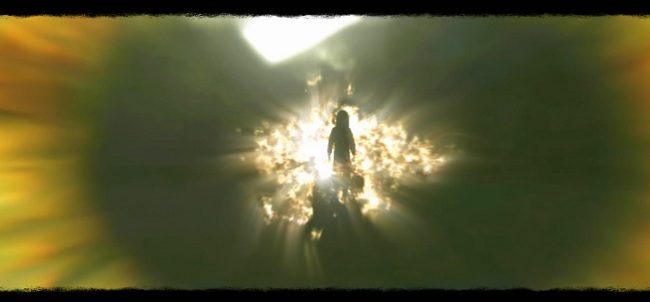 Alma standing in a fire.
