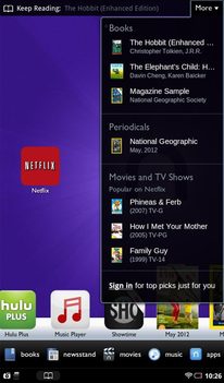 The Nook Tablet has several preinstalled apps from some major content providers.