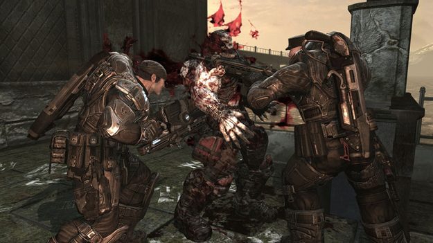 Gears of War 2 screenshot double chainsaw kill