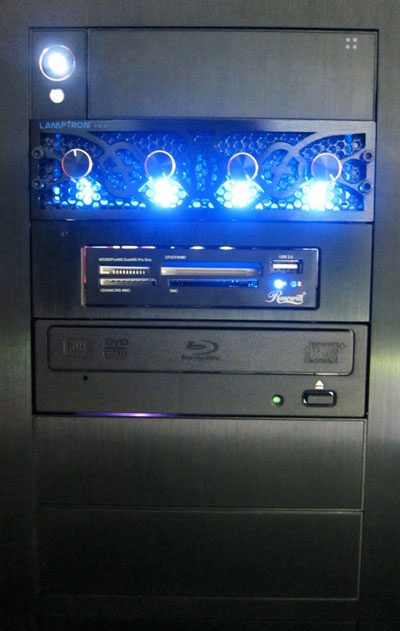 Origin Genesis case front blue lights