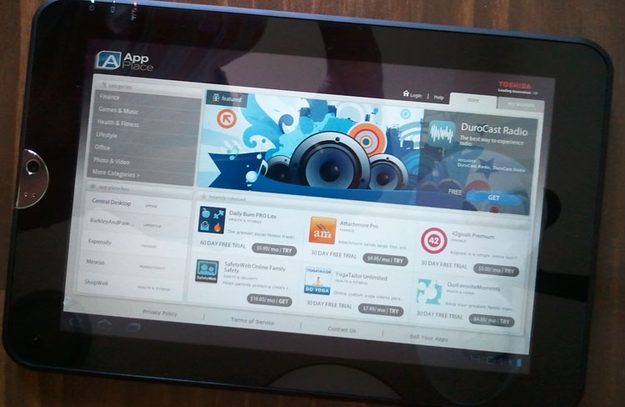 Toshiba Thrive screen