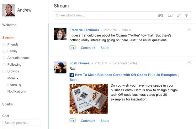 Google Plus + Stream