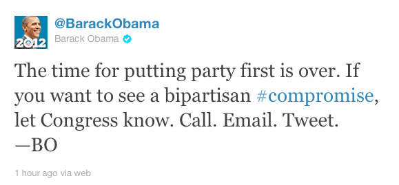Obama tweet debt crisis Twitter