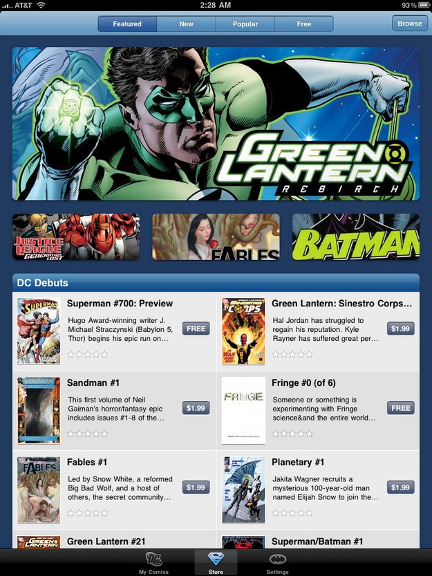 DC Comics iPad app