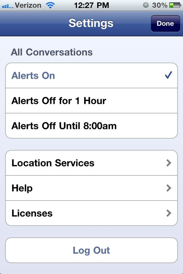 Facebook Messenger Universal-Settings