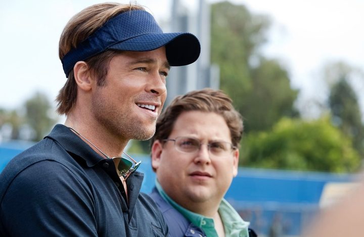 Brad Pitt and Jonah Hill in Moneyball.