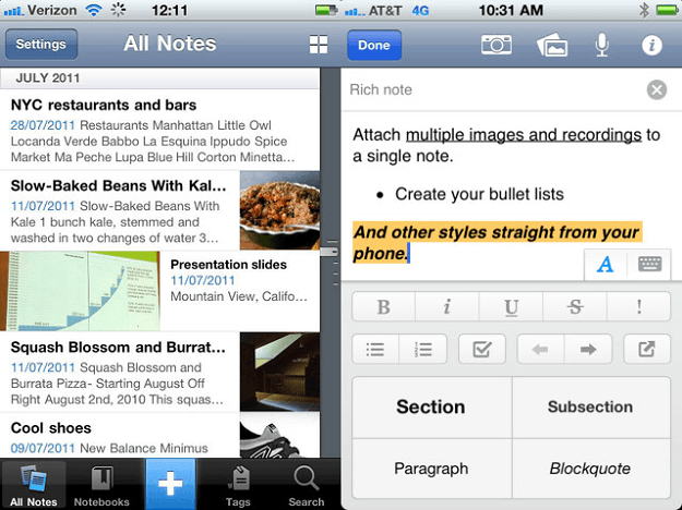 Evernote iTouch App