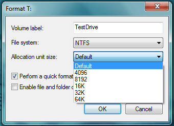Hard Drive Allocation Unit Size