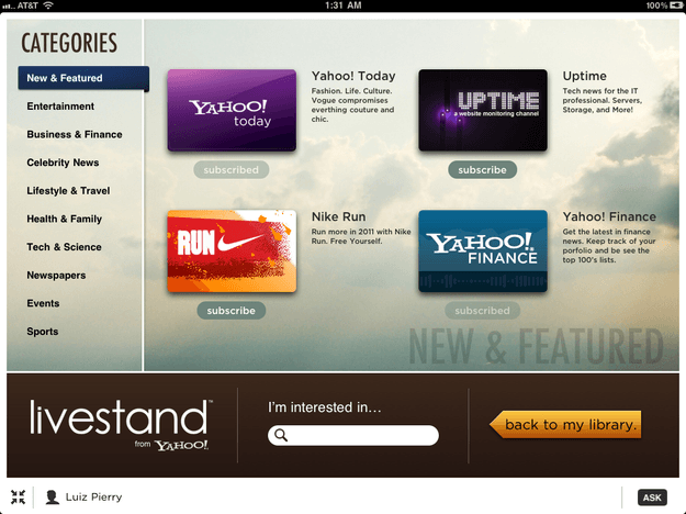 Yahoo's Livestand