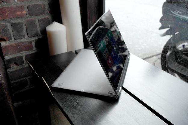 Lenovo Yoga review side angle rotated hybrid laptop tablet windows 8