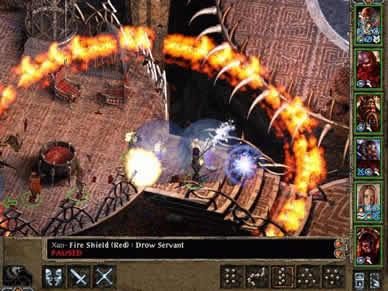A mage casting spells in a ring of fire.