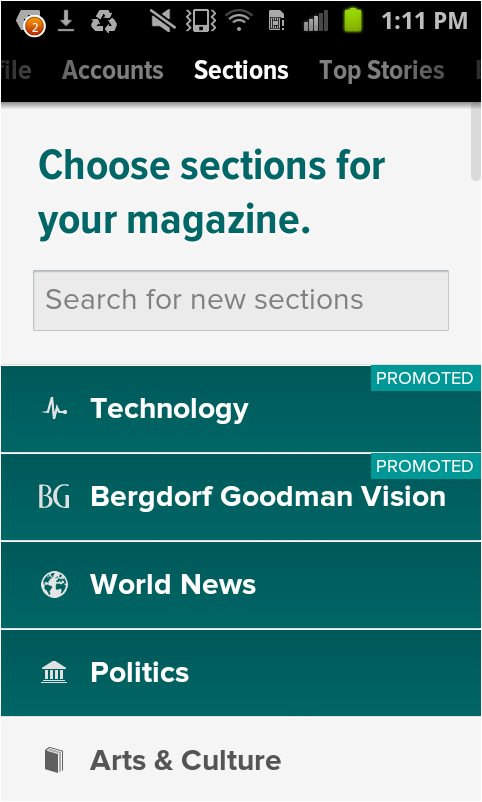 Choose your sections