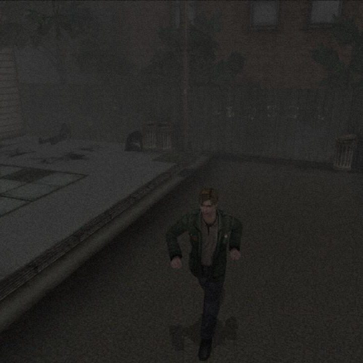 James runs through fog in Silent Hill 2.