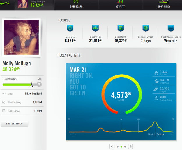 main view nike+ desktop