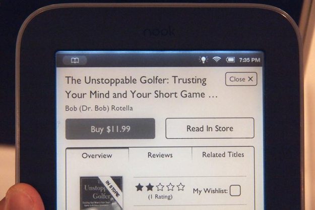 Barnes Noble Nook Simple Touch with GlowLight screen details
