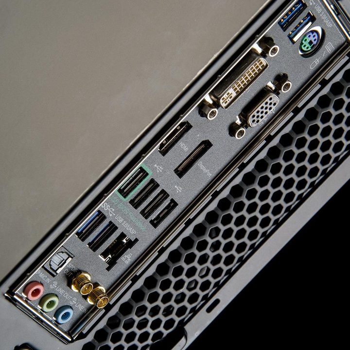 Origin Chronos 2014 review gaming desktop rear ports macro angle