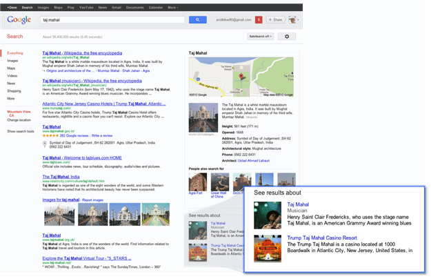Google Knowledge Graph (Taj Mahal)