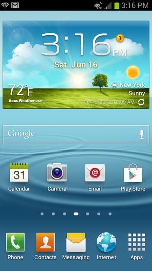 Samsung Galaxy S3 review screenshot homscreen android 4.0 ice cream interface