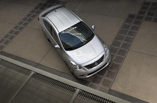 2012 nissan versa review subcompact car top down roof angle